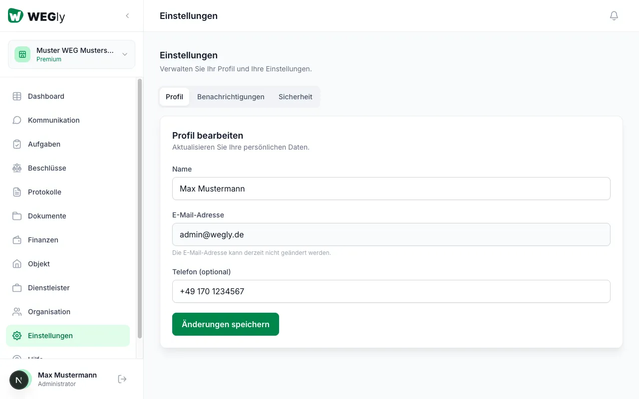 Profil in WEGly